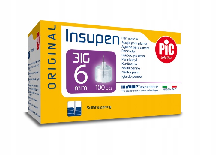 Insupen Pen-Nadeln 31G 0,25 mm x 6 mm 100 Stück sterile Insulinnadeln für Insulinpens