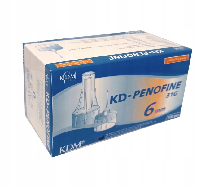 KD-Penofine Pen-Nadeln 31G 0,25 mm x 6 mm 100 Stück sterile Insulinnadeln für Insulinpens
