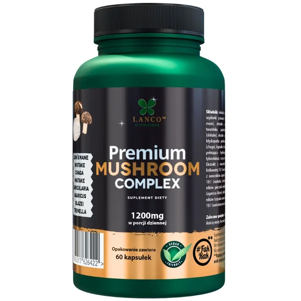 Lanco Nutritions Premium Mushroom Complex mit 7 funktionellen Pilzen für Konzentration und Immunsystem