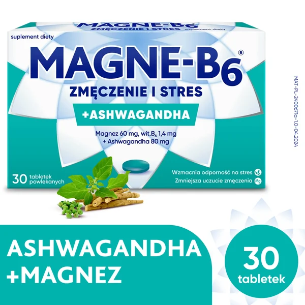 Magne-B6 Müdigkeit und Stress 30 Filmtabletten mit Magnesium, Vitamin B6 und Ashwagandha zur Unterstützung von Nerven und Wohlbefinden
