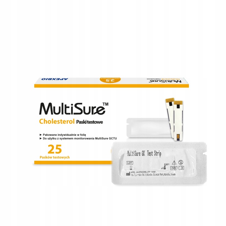 Multisure GCTU Cholesterin-Teststreifen 25 Stück zur schnellen Cholesterinmessung zu Hause