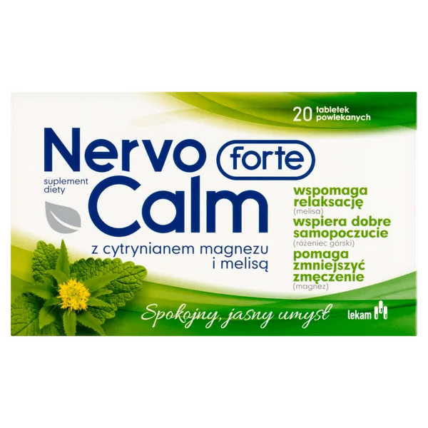 NervoCalm Forte 20 Filmtabletten mit Melisse, L-Theanin und Magnesium zur Unterstützung von Entspannung und Nervensystem
