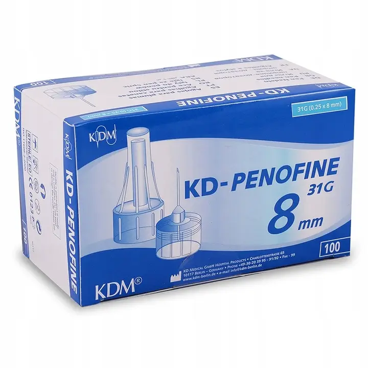 Pen-Nadeln 31G 0,25 mm x 8 mm 100 Stück sterile Insulinnadeln für Insulinpens