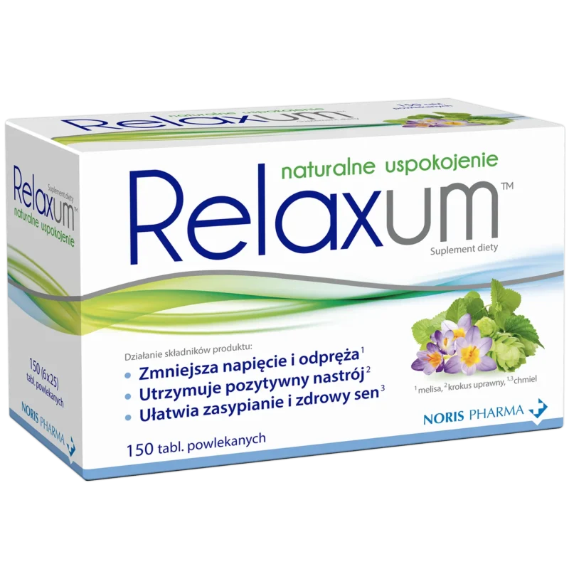 Relaxum Tabletten mit Melisse, Hopfen, Safran und L-Tryptophan zur Unterstützung von Entspannung, emotionaler Balance und Schlaf.
