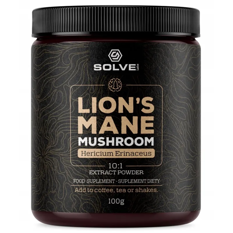 Solve Labs Lion’s Mane Mushroom Pulver mit Hericium-Extrakt 10:1 für Konzentration und Fokus