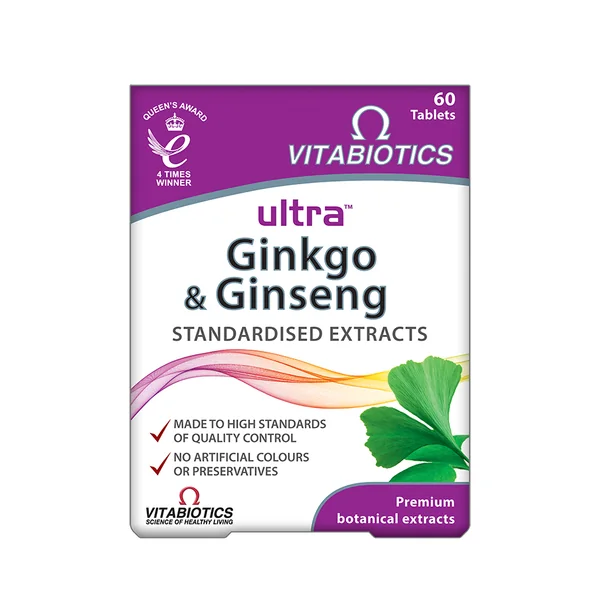 Vitabiotics Ultra Ginkgo & Ginseng Tabletten zur Unterstützung von Gedächtnis und Konzentration