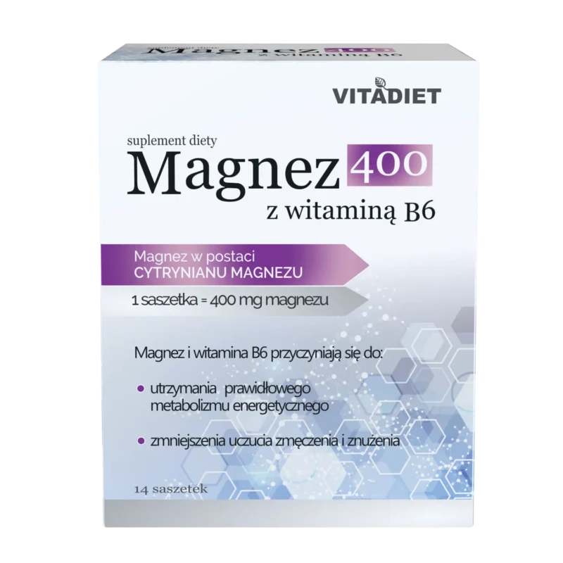 Vitadiet Magnesium 400 mit Vitamin B6 14 Beutel Getränkepulver für Energie und Nerven
