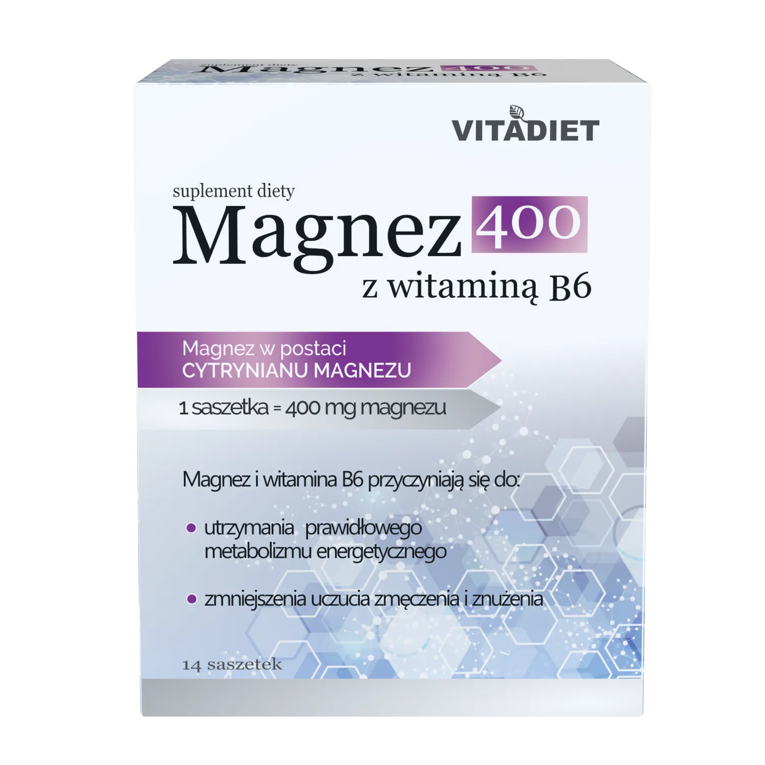 Vitadiet Magnesium 400 mit Vitamin B6 14 Beutel Getränkepulver für Energie und Nerven