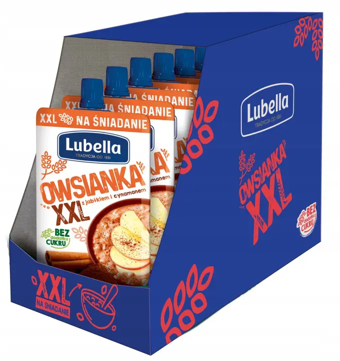 Lubella XXL Haferbrei Apfel Zimt 170 g – Vollkorn-Haferbrei ohne Zuckerzusatz mit Apfel und Zimt