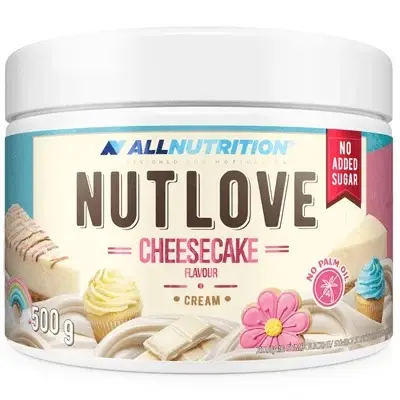 Allnutrition Nutlove Cheesecake Flavour Cream 500 g – cremige Cheesecake-Creme ohne Zuckerzusatz und ohne Palmöl.