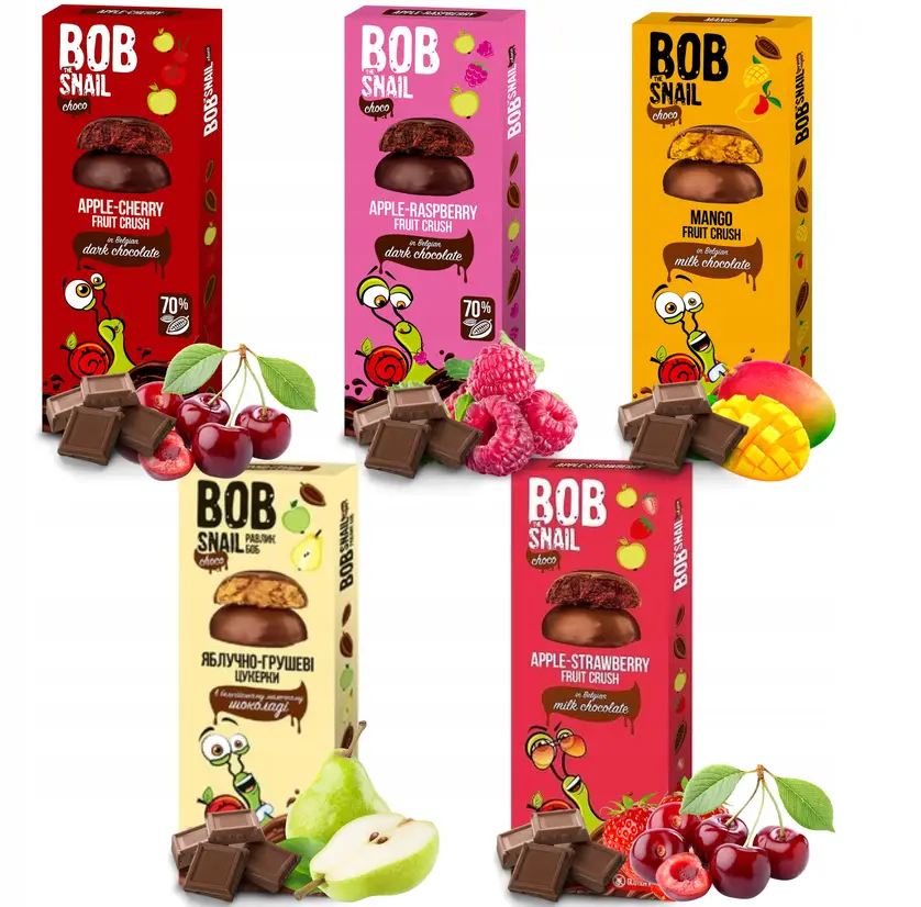 Bob Snail Fruchtsnack Mix in Schokolade 5x30 g – natürliche Fruchtsnacks ohne Zuckerzusatz und glutenfrei