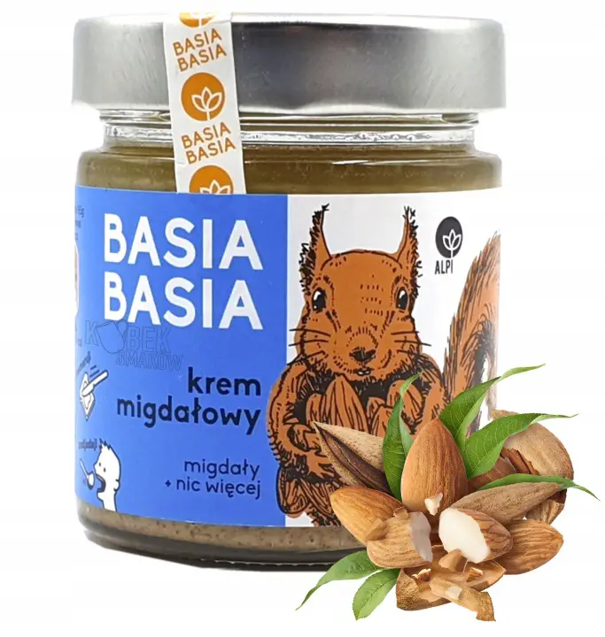 Basia Basia Mandelcreme 195 g aus 100 % gerösteten Mandeln ohne Zucker und Palmöl