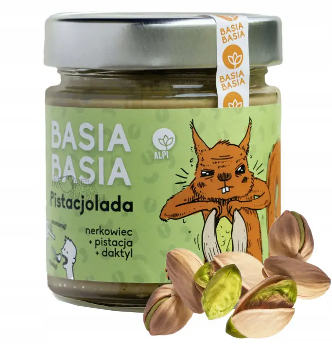 Basia Basia Pistaziolada 195 g – Pistaziencreme mit Cashews und Datteln ohne Zuckerzusatz