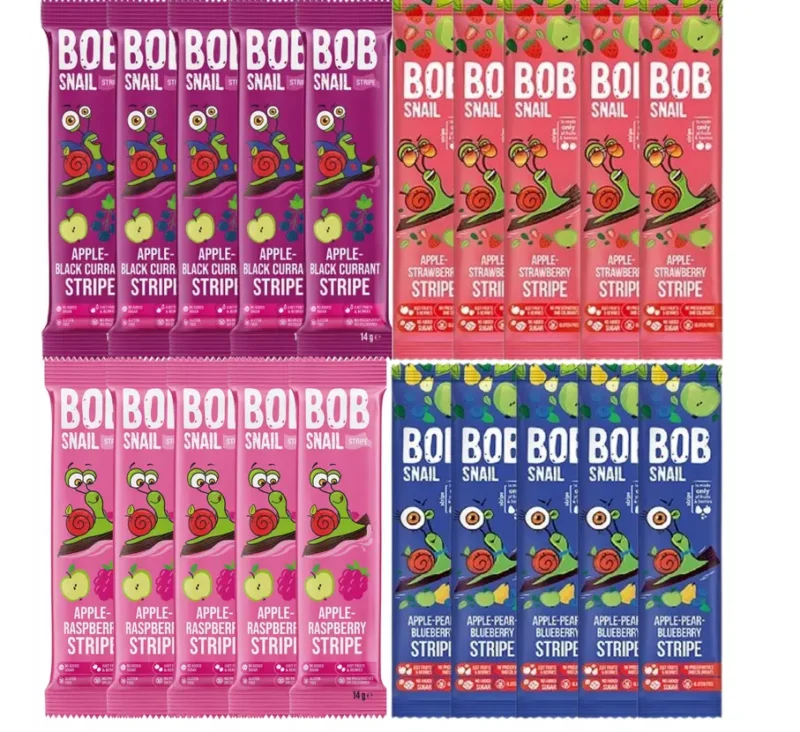 Bob Snail Fruchtstreifen Mix für Kinder mit verschiedenen Fruchtgeschmacksrichtungen aus 100 Prozent Früchten