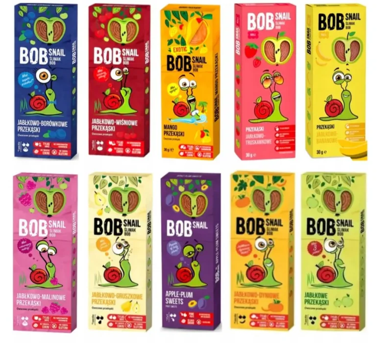 Bob Snail Fruchtsnack Mix 10 Geschmacksrichtungen aus natürlichen Früchten für Kinder und Erwachsene