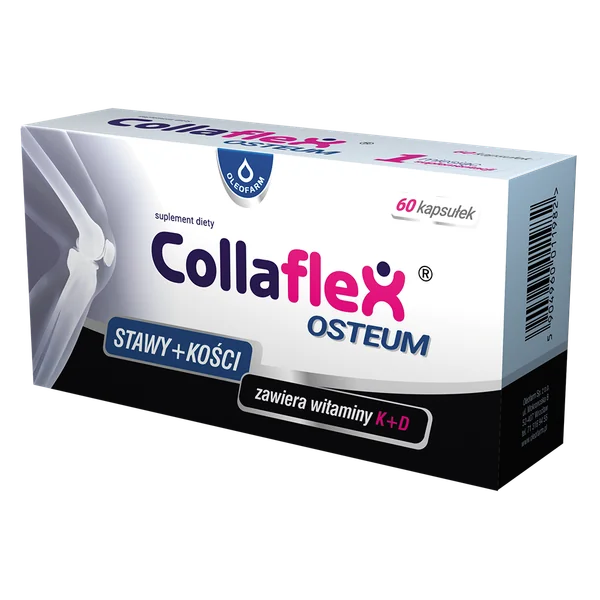 Collaflex Osteum 60 Kapseln mit Kollagen Typ II, Chondroitin, Hyaluronsäure sowie Vitamin C, D3 und K2.
