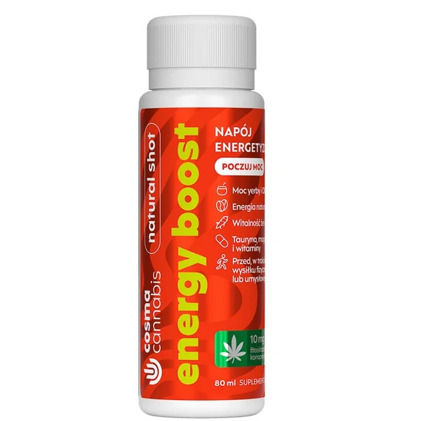 Cosma Cannabis Energy Boost 80 ml mit CBG, Guarana, Ginseng und Yerba Mate für Energie und Konzentration