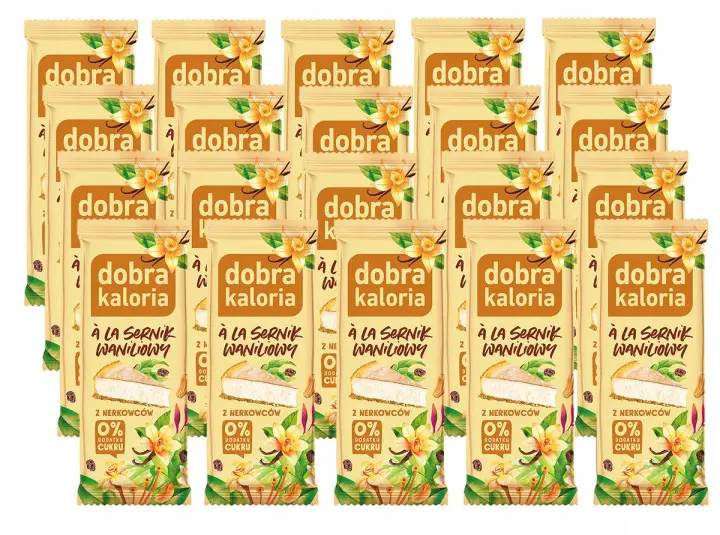 DOBRA KALORIA Cashewriegel Cheesecake-Art mit Vanille ohne Zuckerzusatz – veganer Frucht- und Nussriegel 35 g