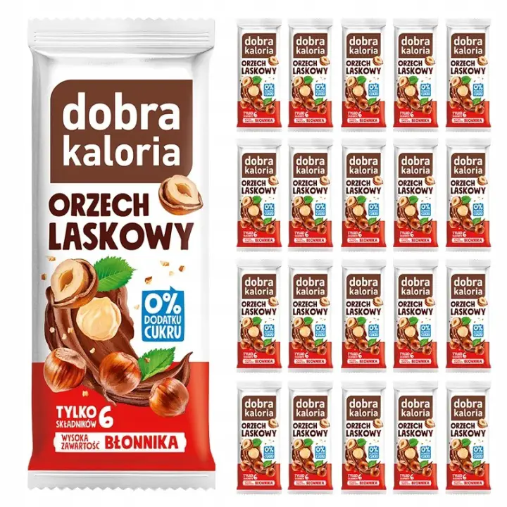 Dobra Kaloria Haselnuss & Schokolade 20x35 g – veganer Frucht-Nuss-Riegel ohne Zuckerzusatz mit Haselnüssen