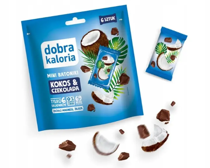 Dobra Kaloria Mini-Riegel Kokos und Schokolade ohne Zuckerzusatz – veganer Frucht- und Nuss-Snack