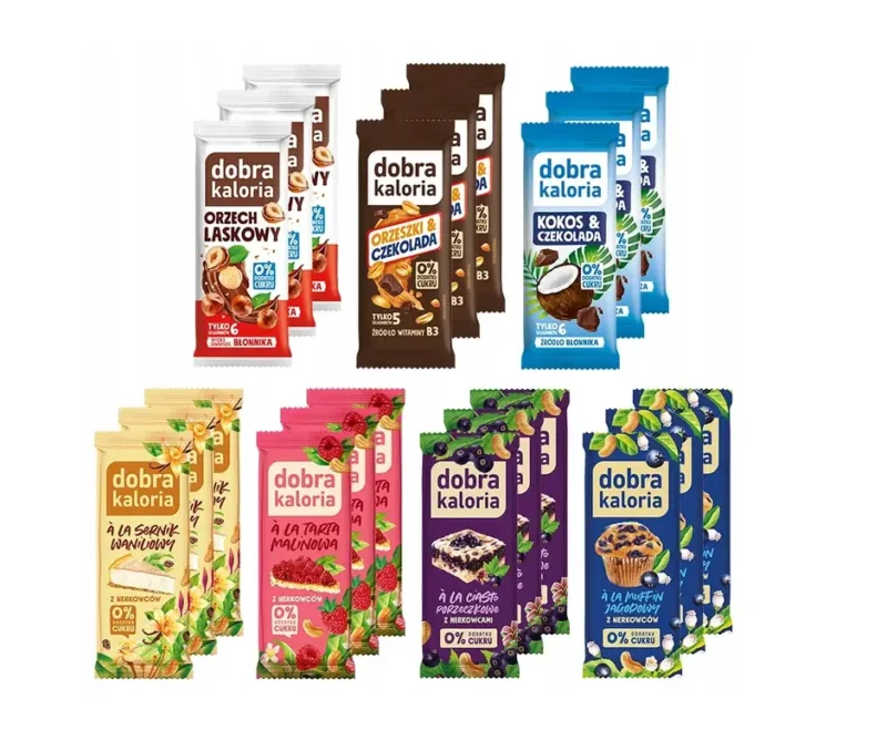 Dobra Kaloria Riegel Mix 21 Stück mit 7 Geschmacksrichtungen – vegane Frucht- und Nussriegel ohne Zuckerzusatz