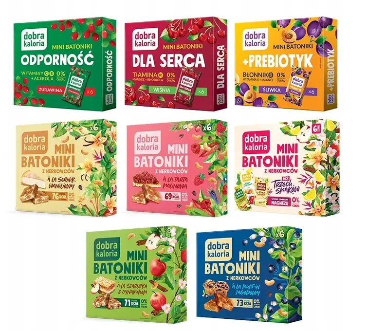Dobra Kaloria Mini-Riegel Mix mit 8 Sorten und 48 Riegeln – gesunde Snacks ohne Zuckerzusatz
