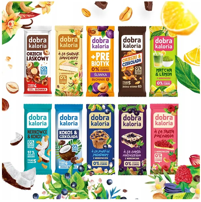 Dobra Kaloria Riegel Mix 10 Stück – vegane Frucht- und Nussriegel ohne Zuckerzusatz mit natürlichen Zutaten