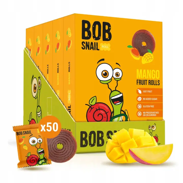Bob Snail Fruchtrollen Mango 500 g aus 100 Prozent Mango ohne Zuckerzusatz