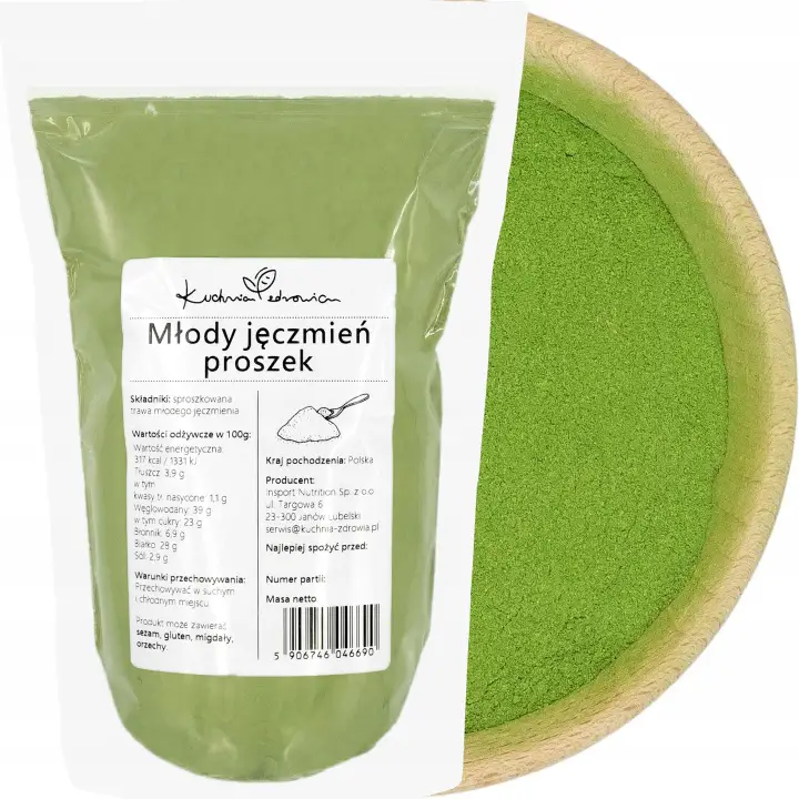 Junggerste Pulver 500 g Kuchnia Zdrowia – hochwertiges Gerstengraspulver reich an Chlorophyll, Vitaminen und Ballaststoffen