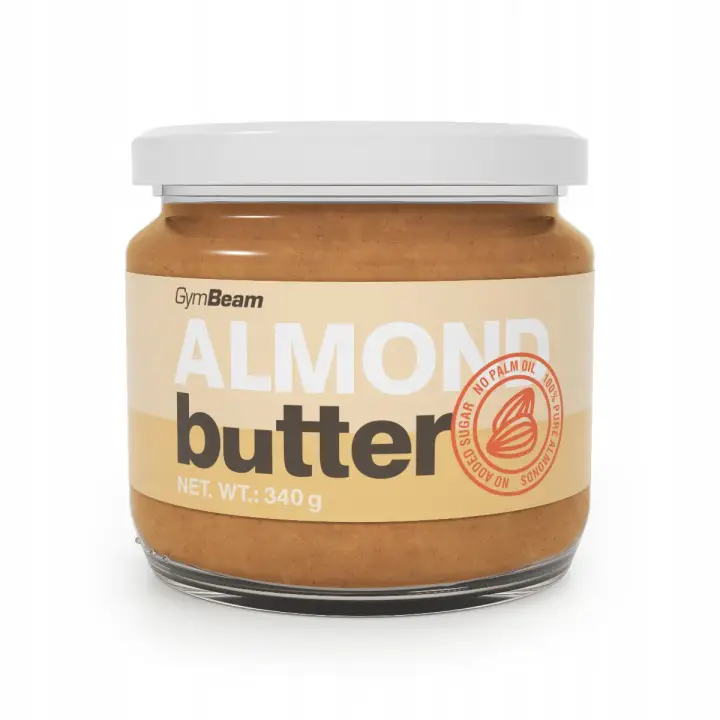 GymBeam Mandelmus 340 g aus 100 % gerösteten Mandeln ohne Palmöl und Zuckerzusatz