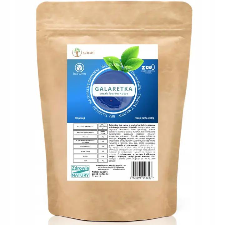 Sansei Keto Gelatine Blaubeere 350 g ohne Zucker und Kohlenhydrate mit 50 Portionen