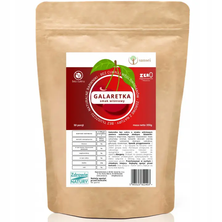 Sansei Keto Gelatine Kirsche 350 g – zuckerfreie Götterspeise ohne Kohlenhydrate mit 50 Portionen
