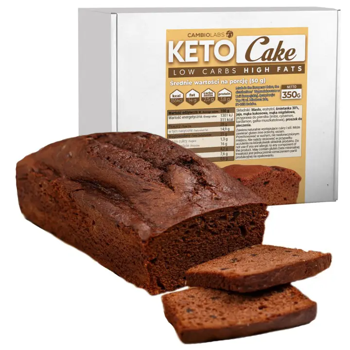 Cambiolabs Keto Schokoladenkuchen nach Lebkuchenart ohne Zuckerzusatz mit Mandelmehl und Erythrit