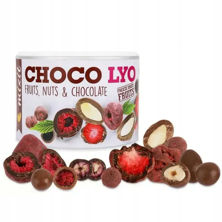 Mixit Choco Lyo 180 g – gefriergetrocknete Früchte und geröstete Nüsse in Vollmilch- und Zartbitterschokolade