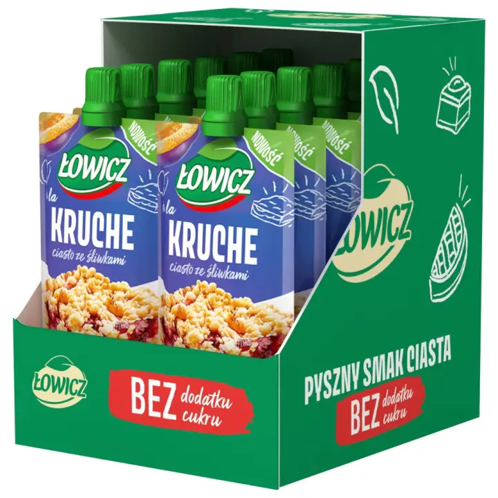 Łowicz Reis-Frucht-Dessert Mürbeteig mit Pflaumen 12 x 100 g ohne Zuckerzusatz