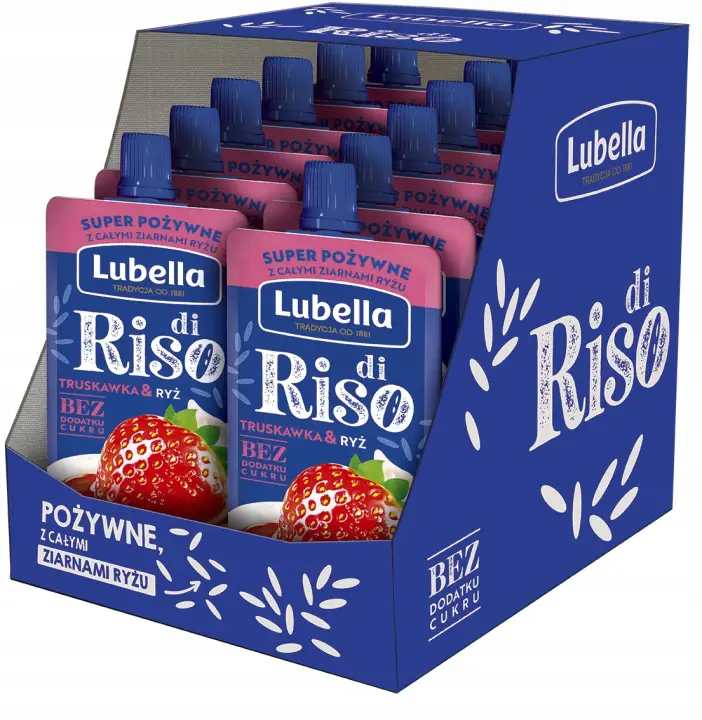 Lubella Di Riso Erdbeere 12 x 100 g – Reis-Frucht-Snack mit Joghurt und Erdbeeren