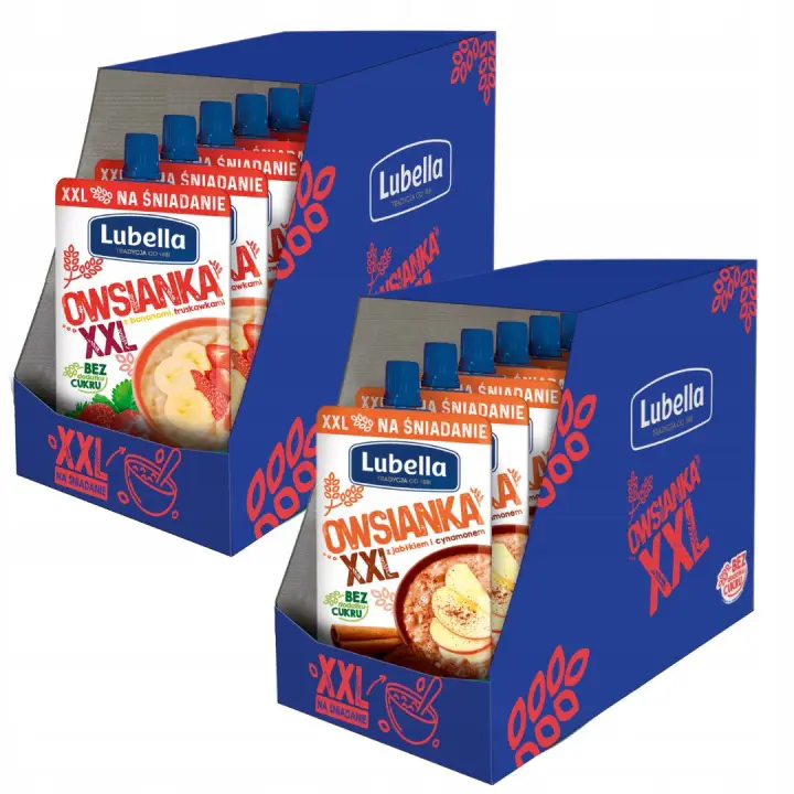 Lubella XXL Haferbrei Mix Apfel Zimt und Banane Erdbeere 20 x 170 g ohne Zuckerzusatz