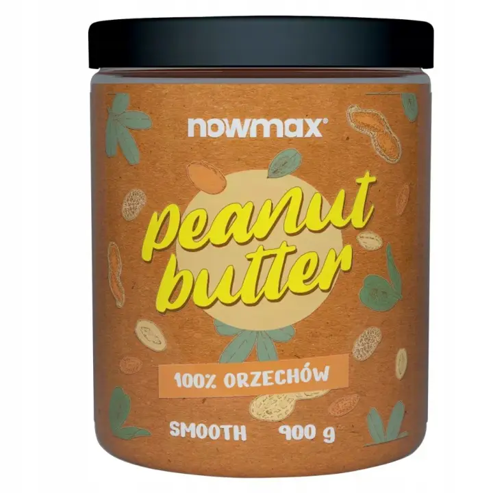 nowmax Erdnussbutter Smooth 900 g aus 100 % gerösteten Erdnüssen ohne Zucker, Salz und Palmöl