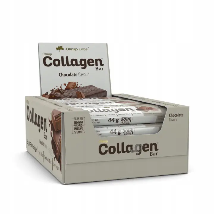 Olimp Collagen Bar 25x44 g mit Fischkollagen, Biotin und Vitaminen – proteinreicher Schokoriegel für Haut, Haare und Nägel