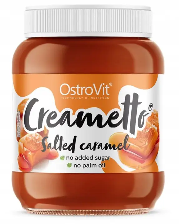 OstroVit Creametto Salted Caramel 350 g – cremiger Aufstrich ohne Zuckerzusatz und Palmöl.