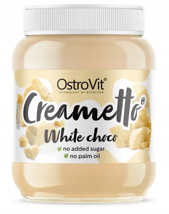 OstroVit Creametto Weiße Schokolade 350 g – cremiger Aufstrich ohne Zuckerzusatz und Palmöl.