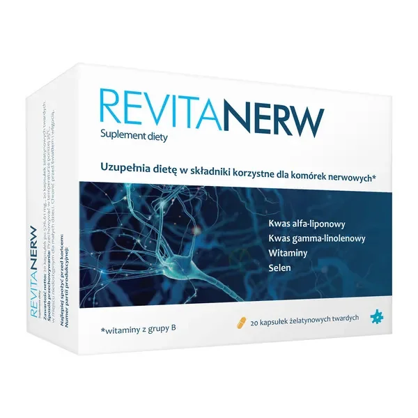 Revitanerw 20 Hartgelatinekapseln mit Alpha-Liponsäure, Borretschöl, B-Vitaminen, Vitamin E und Selen
