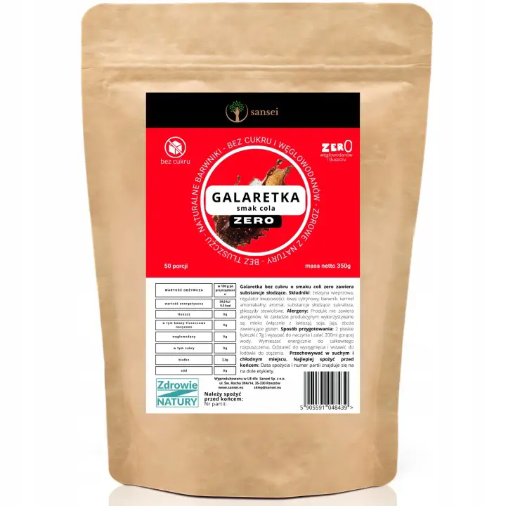 Sansei Keto Gelatine Cola 350 g – zuckerfreie Götterspeise ohne Kohlenhydrate mit 50 Portionen