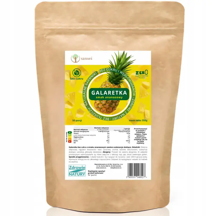 Sansei Keto Gelatine Ananas 350 g – zuckerfreie Götterspeise ohne Kohlenhydrate mit 50 Portionen