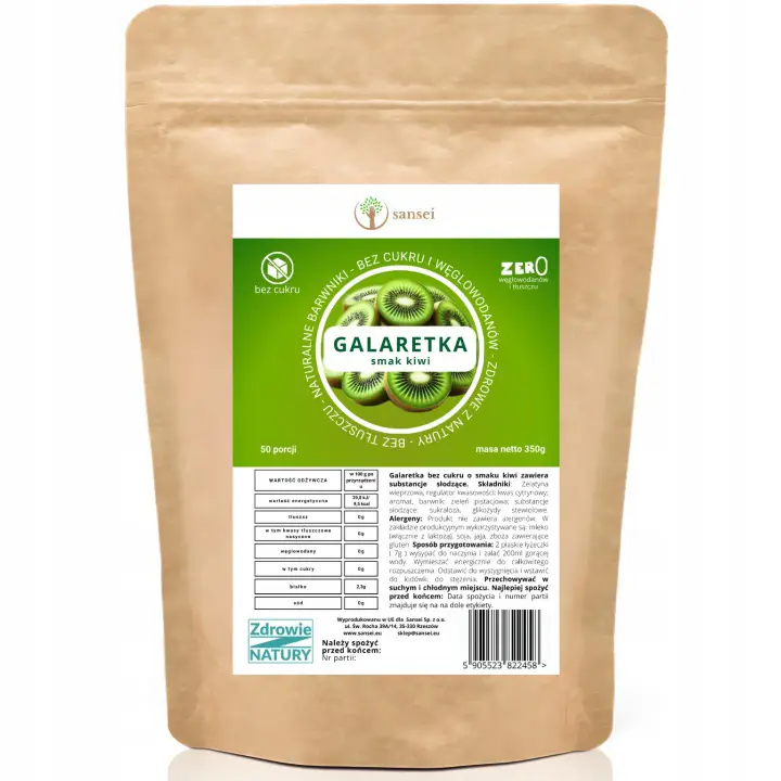 Sansei Keto Gelatine Kiwi 350 g – zuckerfreie Götterspeise ohne Kohlenhydrate mit 50 Portionen