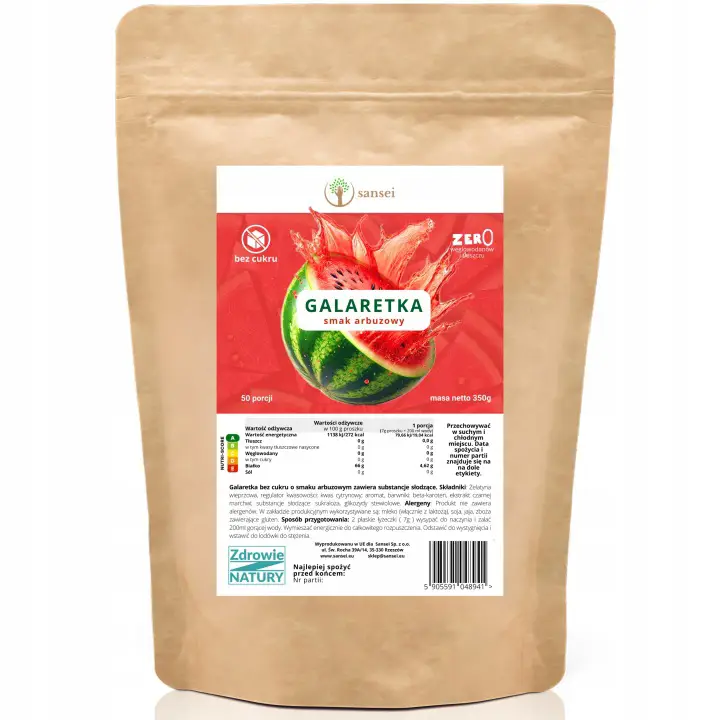 Sansei Keto Gelatine Wassermelone 350 g – zuckerfreie Götterspeise ohne Kohlenhydrate mit 50 Portionen