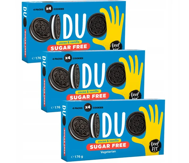 Feel FIT DUO zuckerfreie Sandwichkekse mit Vanillecremefüllung und Kakaokeksen 176 g x 3