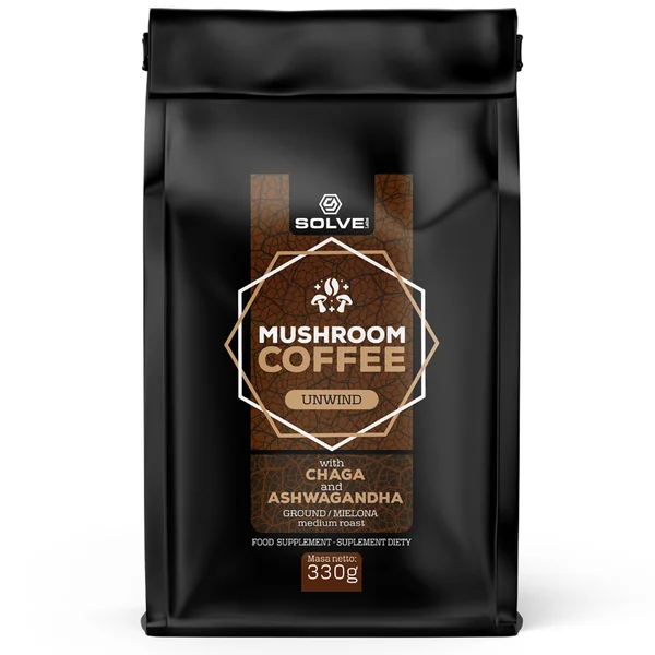 Solve Labs Mushroom Coffee Chaga + Ashwagandha 330 g – Arabica-Kaffee mit Adaptogenen und Chaga-Extrakt