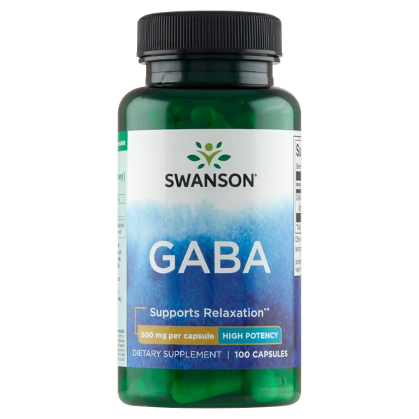 Swanson GABA 500 mg Nahrungsergänzungsmittel mit 100 Kapseln und Gamma-Aminobuttersäure