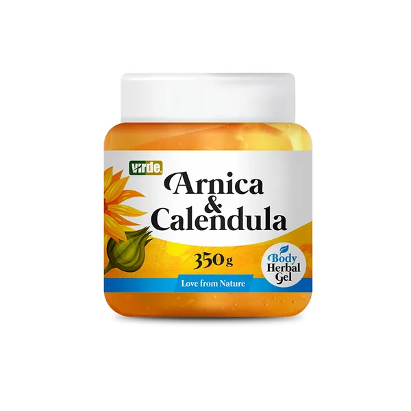 Virde Arnica & Calendula Gel 350 g mit Arnika und Ringelblume zur Pflege bei Blutergüssen und Prellungen.